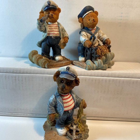 Ks Collection Nautical Sailor Teddy Bear Figurines Set of 3 - Picture 2 of 5